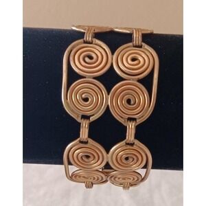 Vintage Egyptian Coil Bracelet 12K Gold Fill Wide Link 34 Grams
